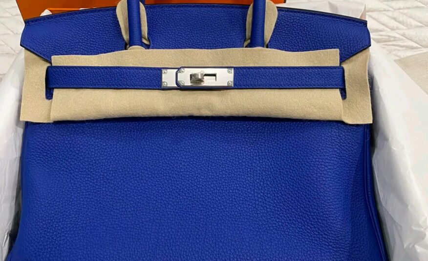 Brand new never worn Birkin 30 Togo Blue Royal palladium hardware