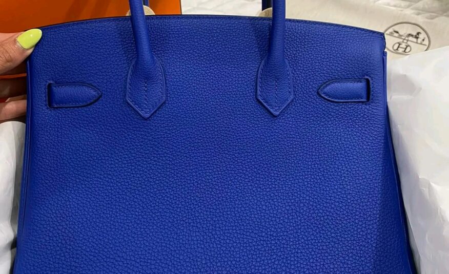 Brand new never worn Birkin 30 Togo Blue Royal palladium hardware