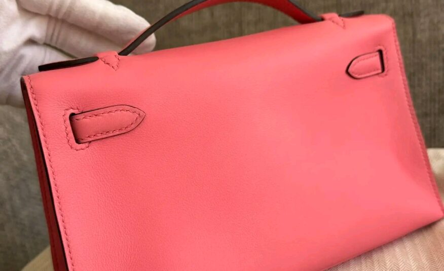 Excellent used Kelly Pochette Rose Azalee Swift PHW stamp Y – 2020