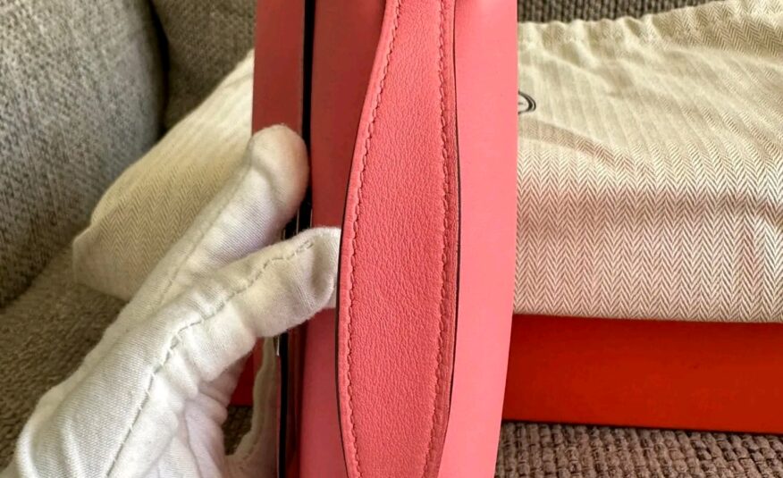 Excellent used Kelly Pochette Rose Azalee Swift PHW stamp Y – 2020