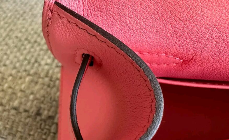 Excellent used Kelly Pochette Rose Azalee Swift PHW stamp Y – 2020