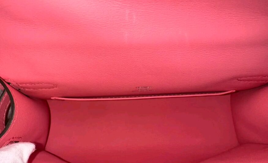 Excellent used Kelly Pochette Rose Azalee Swift PHW stamp Y – 2020