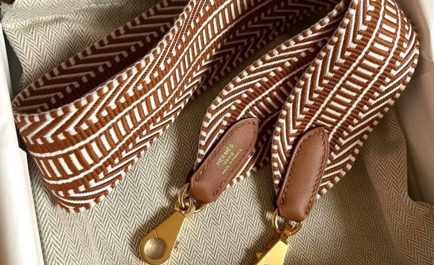 Sangle cavale canvas 50mm bag strap Gold / White & Gold Hardware GHW