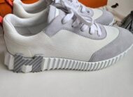 Hermes Bouncing Sneaker Velvet Goatskin/ Technical Canvas Color: Multicolor- Blanc